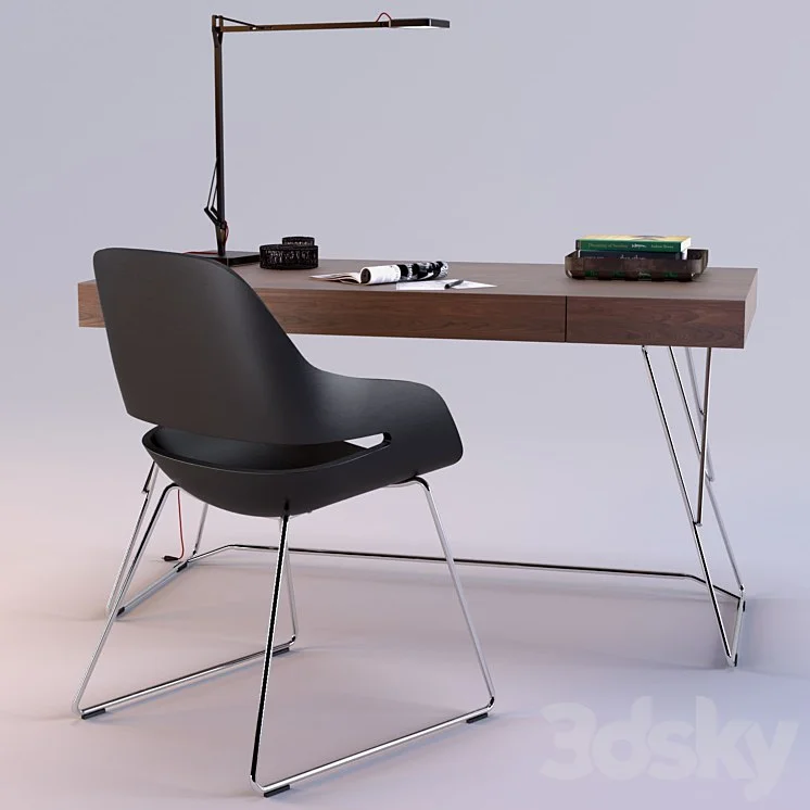 Maestrale Desk Lamp; Eva Chair by Zanotta